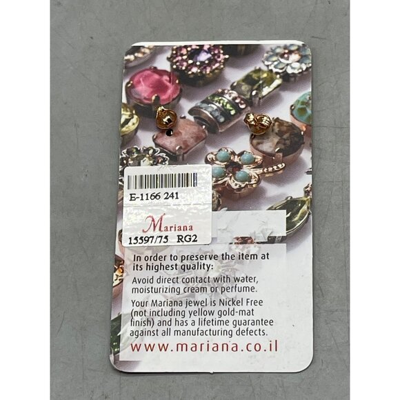 Mariana stud floral earrings red crystals hand made E-1166 241 READ NEW - Picture 4 of 7